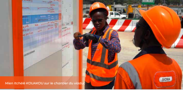 Mien Itchèlè Kouakou est cheffe de chantier sur le métro d'Abidjan